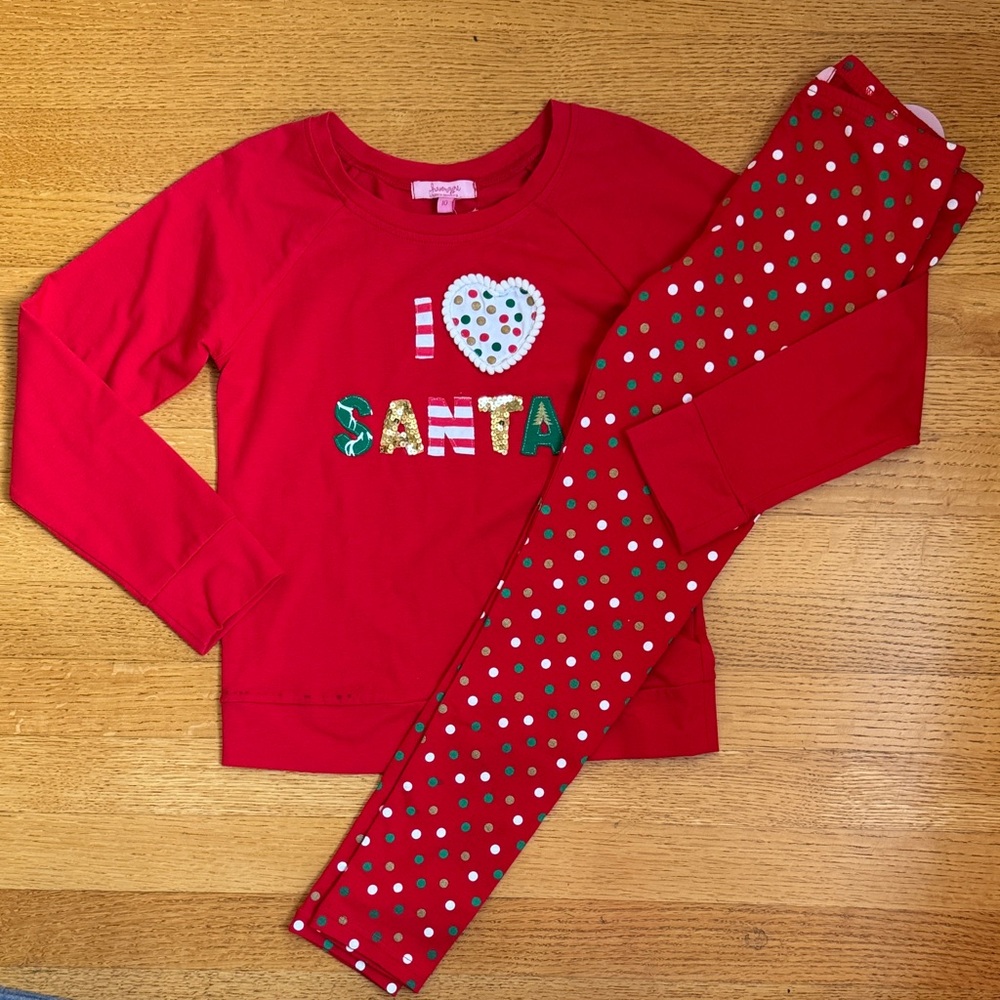 Kids Red 'I Love Santa' Matching Set